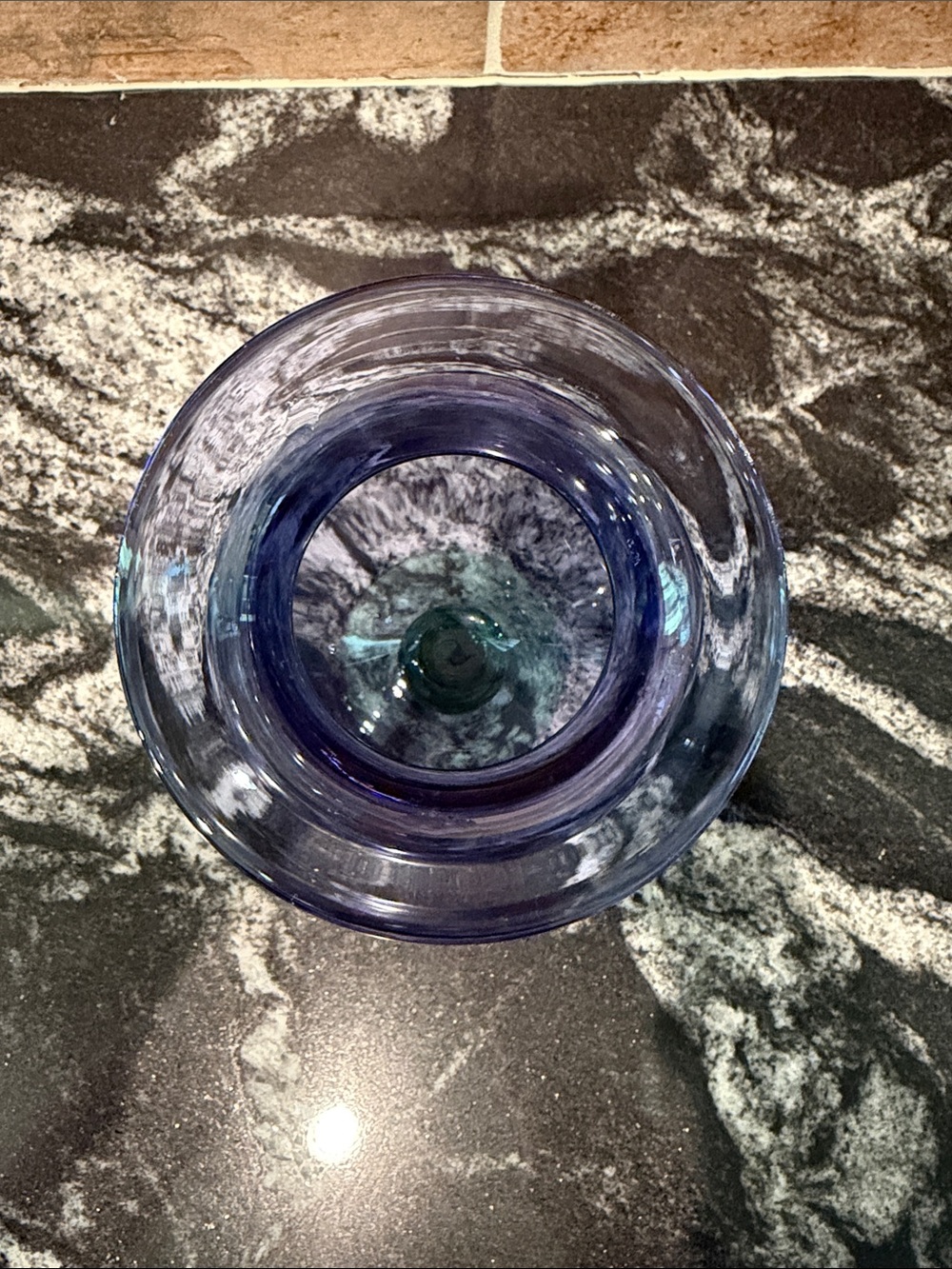 Tiffin Hand-Blown Amethyst Glass Vase with Green Stem - Picture 2 of 2
